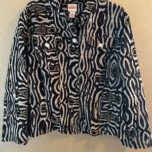 Ruby Rd. Black and White Abstract Pattern Jacket